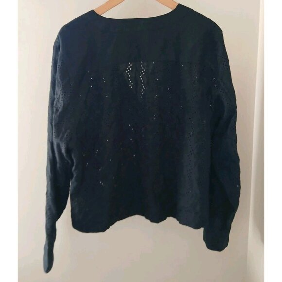 Madewell Long Sleeve Popover Top Eyelet Linen - Picture 7 of 9